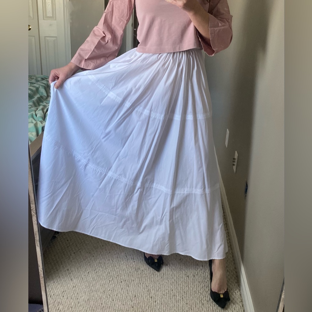 Massimo Dutti White Maxi Skirt 100% Cotton Xs